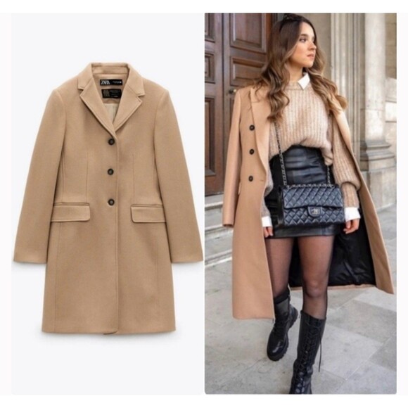 Zara Manteco Wool Blend Coat Size Small